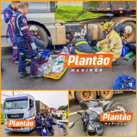 Mulher é intubada após ser atropelada por carreta em Maringá ao cair de moto Foto 1 Fotos de Mulher é intubada após ser atropelada por carreta em Maringá ao cair de moto