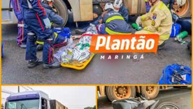 Fotos de Mulher é intubada após ser atropelada por carreta em Maringá ao cair de moto