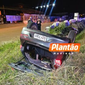 Fotos de Colisão entre caminhonete e carro provoca capotamento na BR-376 em Sarandi