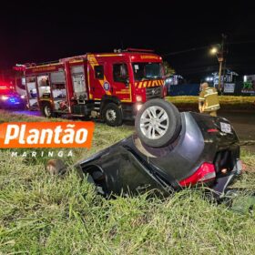 Fotos de Colisão entre caminhonete e carro provoca capotamento na BR-376 em Sarandi