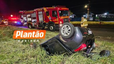 Fotos de Colisão entre caminhonete e carro provoca capotamento na BR-376 em Sarandi