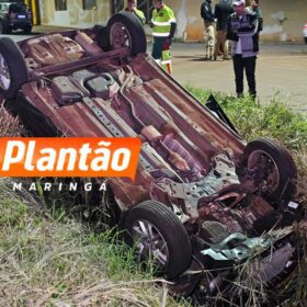 Fotos de Colisão entre caminhonete e carro provoca capotamento na BR-376 em Sarandi