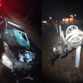 Fotos de Colisão entre carro e motoneta deixa mulher morta na PR-082