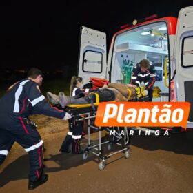 Fotos de Motociclista fica em estado crítico após bater em Container de entulho em Sarandi