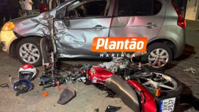 Fotos de Motociclista fica em estado grave após acidente com carro em Maringá