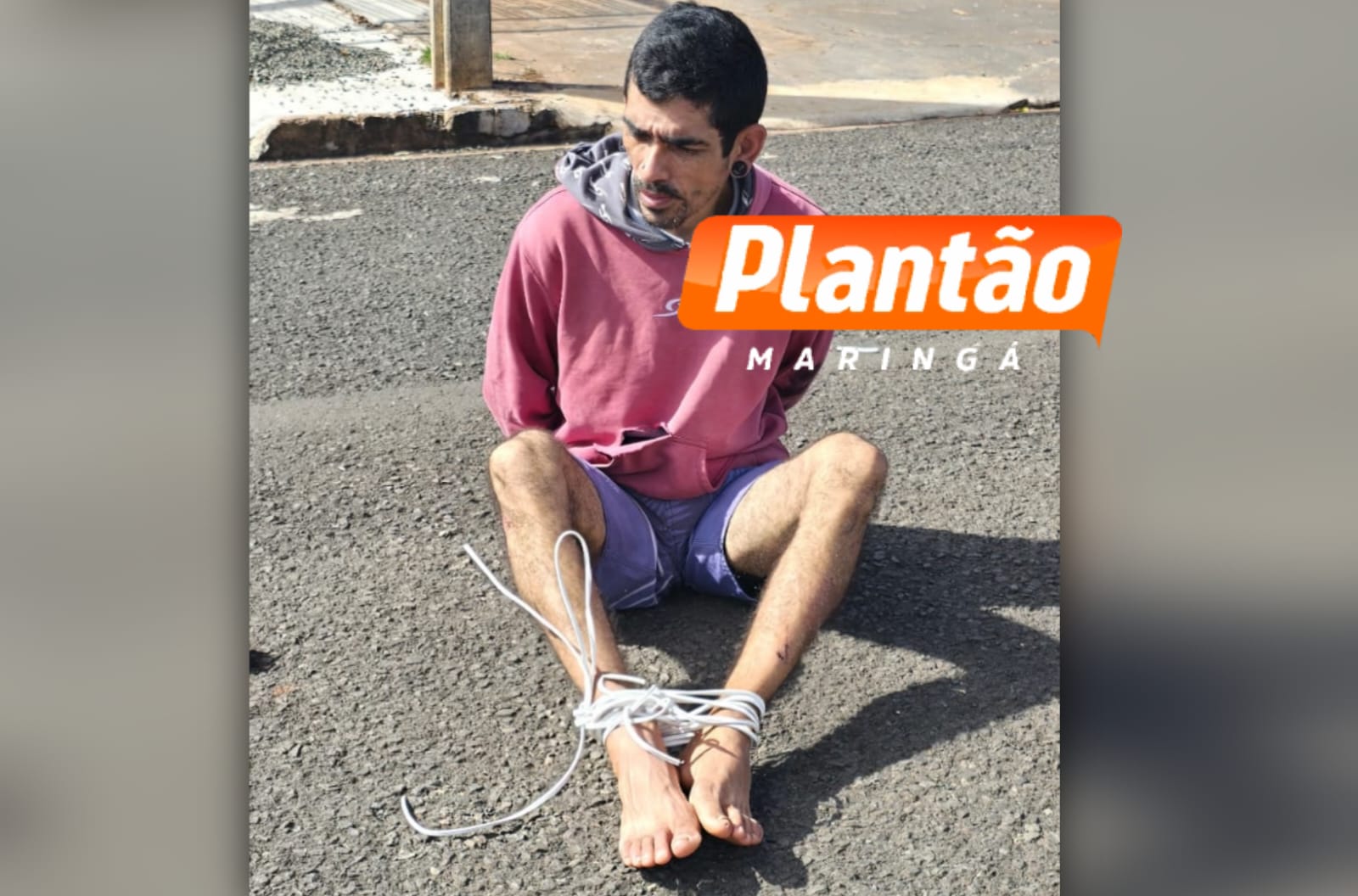 Fotos de Suspeito de furto é amarrado por populares em Maringá