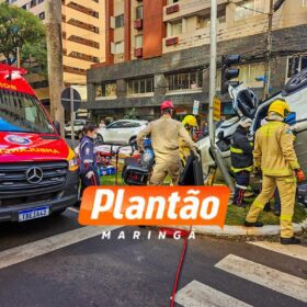 Fotos de Câmera de segurança flagra acidente com capotamento em Maringá