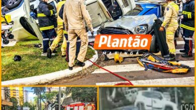 Fotos de Câmera de segurança flagra acidente com capotamento em Maringá