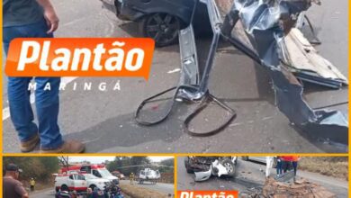 Fotos de Carro fica destruído após acidente entre Sarandi e Marialva 