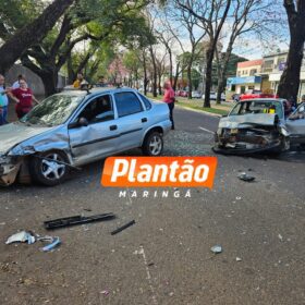 Fotos de Casal fica ferido em colisão entre dois carros, em Maringá