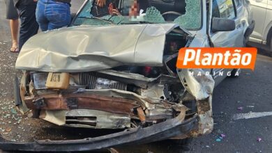 Fotos de Casal fica ferido em colisão entre dois carros, em Maringá