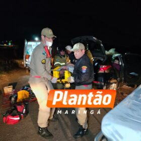 Fotos de Dois jovens ficam feridos em capotamento no Contorno Sul, em Maringá