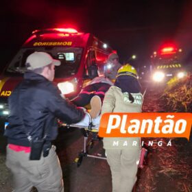 Fotos de Dois jovens ficam feridos em capotamento no Contorno Sul, em Maringá