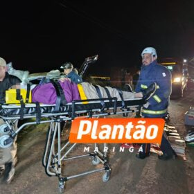 Fotos de Dois jovens ficam feridos em capotamento no Contorno Sul, em Maringá