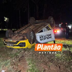 Viatura da PM capota durante retorno de curso em Maringá; chovia no momento do acidente Foto 3 Fotos de Viatura da PM capota durante retorno de curso em Maringá; chovia no momento do acidente