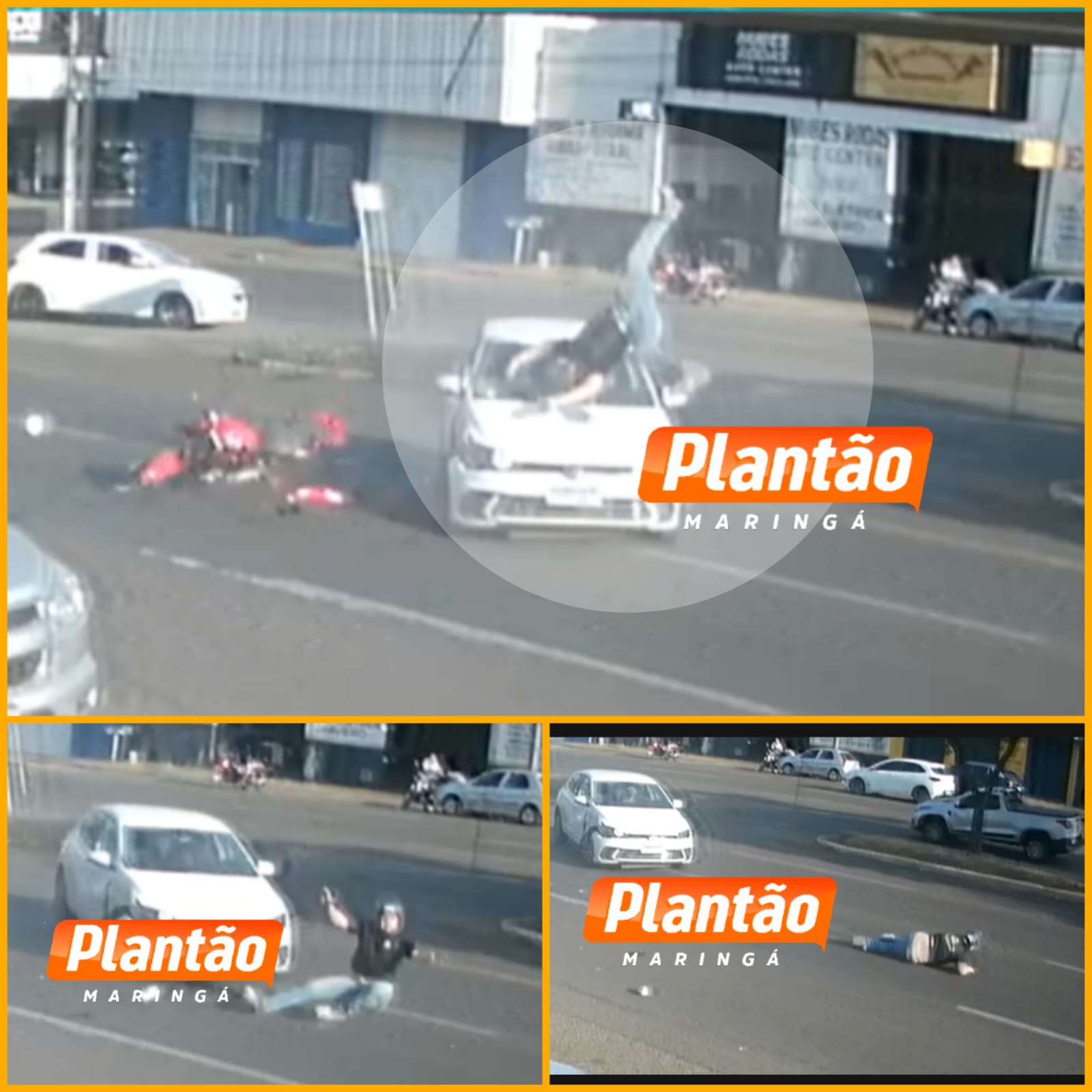 Câmera flagra grave acidente entre carro e moto na Avenida Colombo, em Maringá Foto 1 Fotos de Câmera flagra grave acidente entre carro e moto na Avenida Colombo, em Maringá
