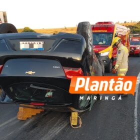 Condutor fica ferido após capotamento na BR-376 em Maringá Foto 2 Fotos de Condutor fica ferido após capotamento na BR-376 em Maringá
