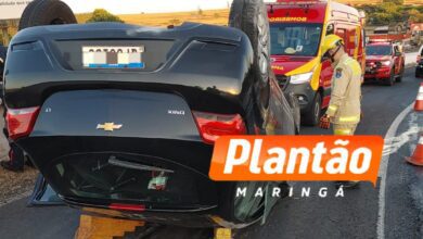 Fotos de Condutor fica ferido após capotamento na BR-376 em Maringá