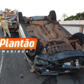 Condutor fica ferido após capotamento na BR-376 em Maringá Foto 1 Fotos de Condutor fica ferido após capotamento na BR-376 em Maringá