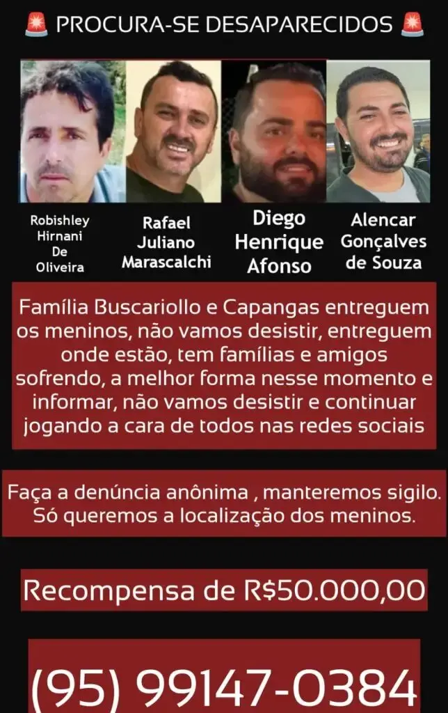 Fotos de Familiares de desaparecidos em Icaraíma elevam recompensas para R$ 100 mil