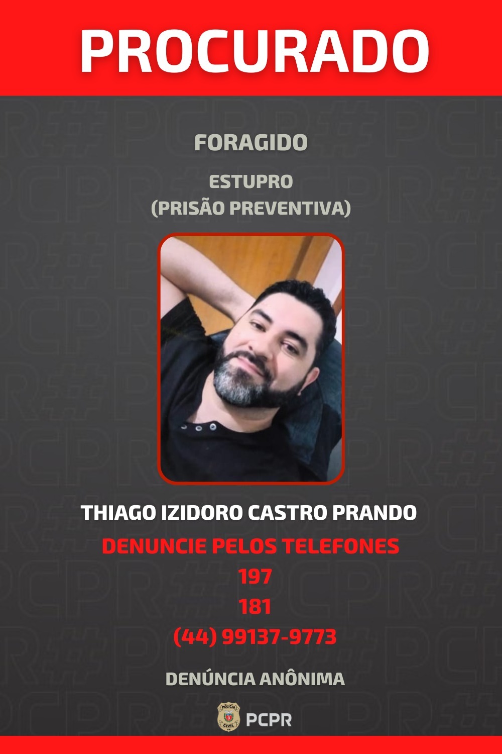 Homem acusado de agredir e estuprar namorada em Sarandi permanece foragido Foto 1 Fotos de Homem acusado de agredir e estuprar namorada em Sarandi permanece foragido