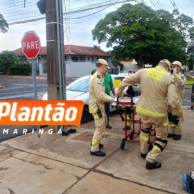 Fotos de Câmera de segurança flagra acidente que deixou motociclista ferido na Zona 5, em Maringá