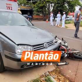 Câmera de segurança registra grave acidente entre carro e moto em Maringá Foto 2 Fotos de Câmera de segurança registra grave acidente entre carro e moto em Maringá