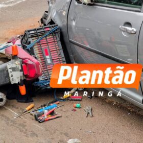 Câmera de segurança registra grave acidente entre carro e moto em Maringá Foto 4 Fotos de Câmera de segurança registra grave acidente entre carro e moto em Maringá