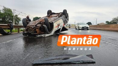 Fotos de Câmera flagra capotamento no Contorno Norte em Maringá