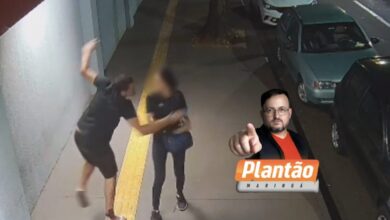 Fotos de Câmera registra homem com tornozeleira eletrônica atacando mulher em Maringá; saiba o motivo