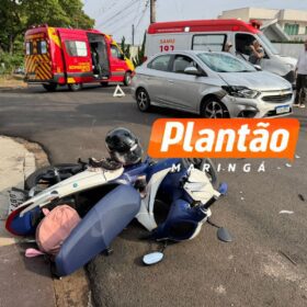 Motociclista fica gravemente ferido após colisão com carro de aplicativo em Maringá Foto 2 Fotos de Motociclista fica gravemente ferido após colisão com carro de aplicativo em Maringá