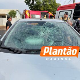 Motociclista fica gravemente ferido após colisão com carro de aplicativo em Maringá Foto 1 Fotos de Motociclista fica gravemente ferido após colisão com carro de aplicativo em Maringá