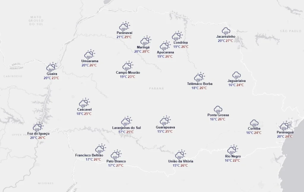 337 cidades cidades do Paraná entram em novo alerta de tempestade e vendaval; veja a lista atualizada Foto 2 Fotos de 337 cidades cidades do Paraná entram em novo alerta de tempestade e vendaval; veja a lista atualizada