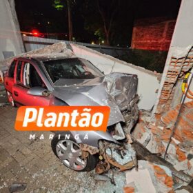 Fotos de Acidente violento registrado por câmera de segurança em Maringá; motorista que provocou batida fugiu do local