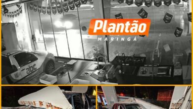 Fotos de Acidente violento registrado por câmera de segurança em Maringá; motorista que provocou batida fugiu do local
