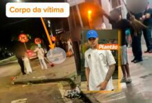 Fotos de Amigos abandonam vítima morta a tiros e pessoas são flagrados varrendo o local enquanto corpo ainda estava no chão em Maringá