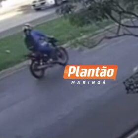 Fotos de Câmera de segurança registra momento em que motociclista morre após ser atingido por fiação solta em avenida de Maringá