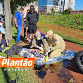 Fotos de Capacete salva a vida de homem após acidente com moto de alta cilindrada em Maringá