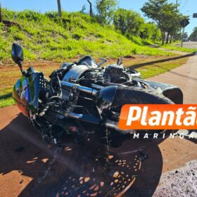 Fotos de Capacete salva a vida de homem após acidente com moto de alta cilindrada em Maringá