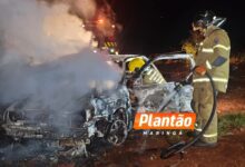 Fotos de Carro incendiado é encontrado na zona rural de Sarandi; veículo tinha queixa de furto
