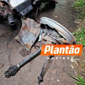 Fotos de Dois jovens ficam feridos após capotamento impressionante no Contorno Norte, em Maringá