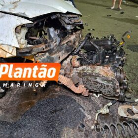 Fotos de Dois jovens ficam feridos após capotamento impressionante no Contorno Norte, em Maringá