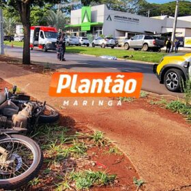 Fotos de Motociclista morre após ter pescoço atingido por fiação rompida, em Maringá
