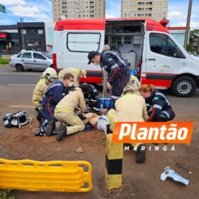Fotos de Motociclista sofre queda grave e é levado em estado crítico ao hospital em Maringá
