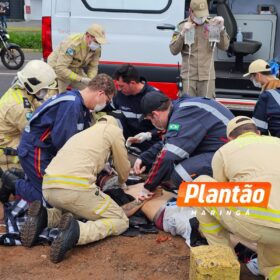 Fotos de Motociclista sofre queda grave e é levado em estado crítico ao hospital em Maringá