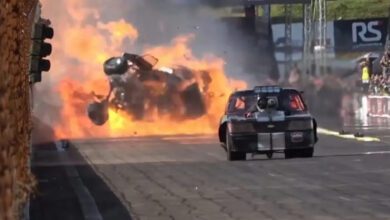 Fotos de Piloto paranaense sobrevive a acidente impressionante em prova de arrancada; vídeo