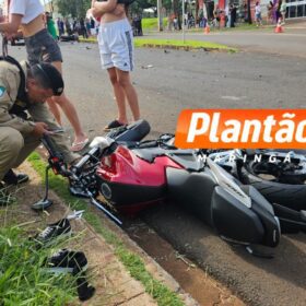 Fotos de Três pessoas ficam feridas em grave colisão frontal entre motocicletas em Maringá