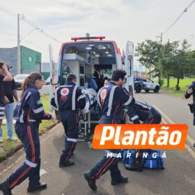 Fotos de Três pessoas ficam feridas em grave colisão frontal entre motocicletas em Maringá