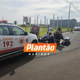 Fotos de Três pessoas ficam feridas em grave colisão frontal entre motocicletas em Maringá
