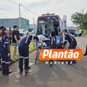 Fotos de Três pessoas ficam feridas em grave colisão frontal entre motocicletas em Maringá